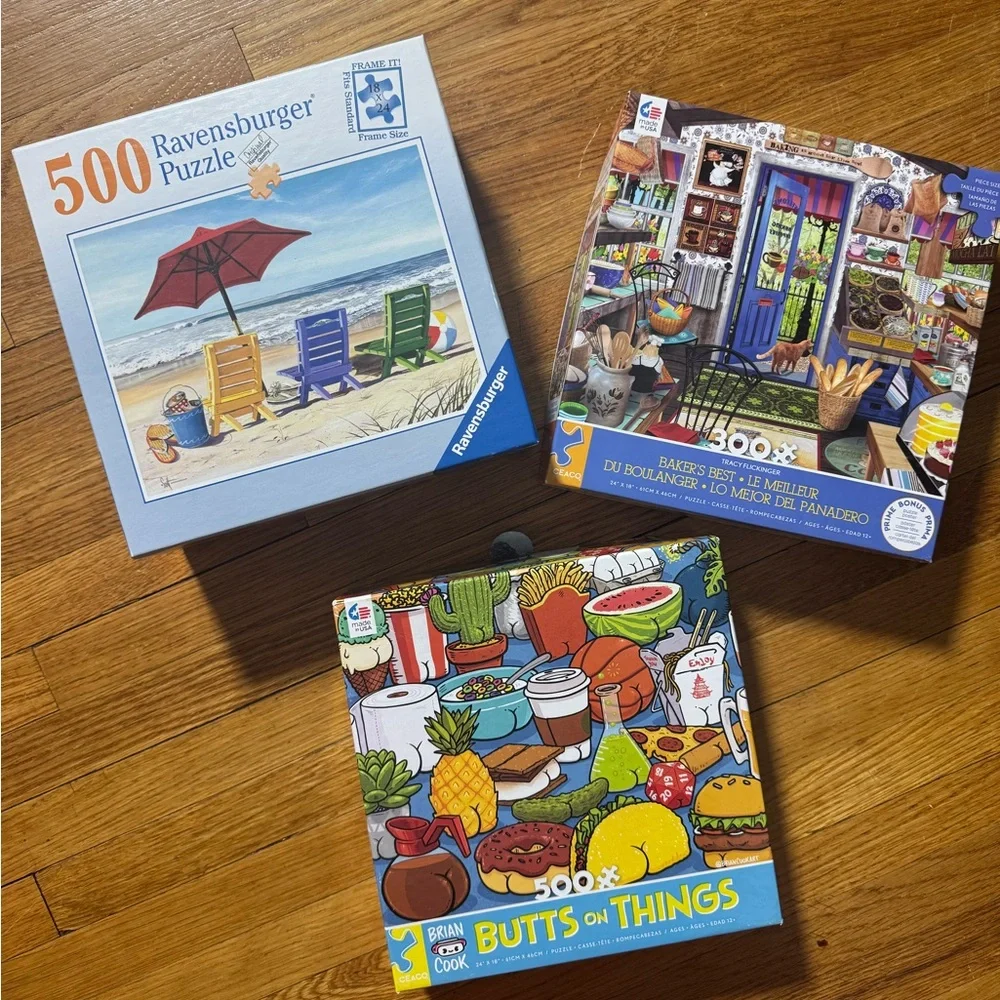 Puzzle set - Butts on things, beach scene, and kitchen - Picture 1 of 1